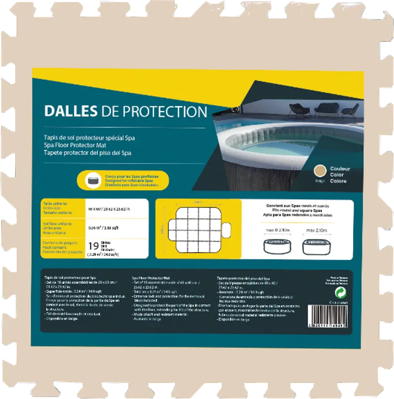 DALLES DE PROTECTION STANDARD BEIGE POUR SPA GONFLABLE 1 DALLES DE PROTECTION STANDARD BEIGE POUR SPA GONFLABLE