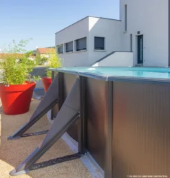 PISCINE ACIER 6,10x3,75 H 1,20 GRAPHITE -Bestway Soldes 2024 piscine acier 6 10x3 75 h 1 20 graphite 5