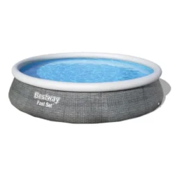 Bestway PISCINE FAST SET™ RONDE Ø3.96 X 84 CM MOTIF ROTIN GRIS